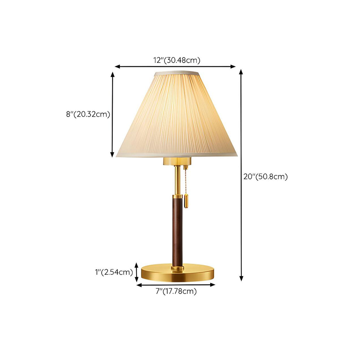 Elegant Gold Cone Table Lamp with Pull Chain Switch 