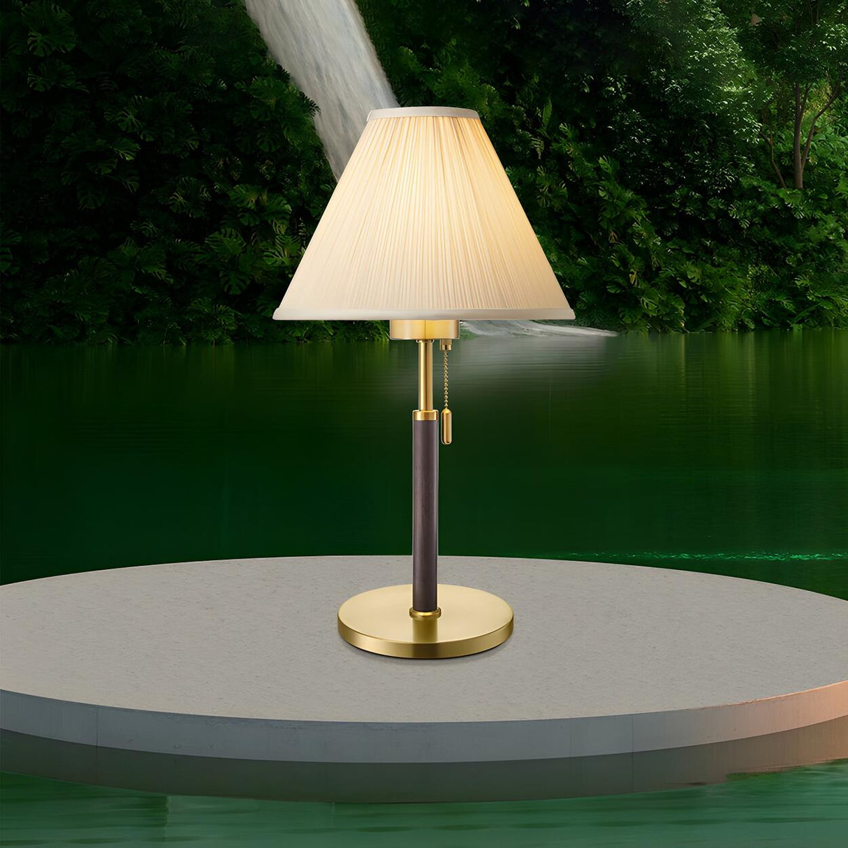 Elegant Gold Cone Table Lamp with Pull Chain Switch Image - 2