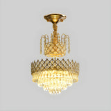 Elegant Gold Crystal 2 Tiers Flush Mount Chandelier Image - 4