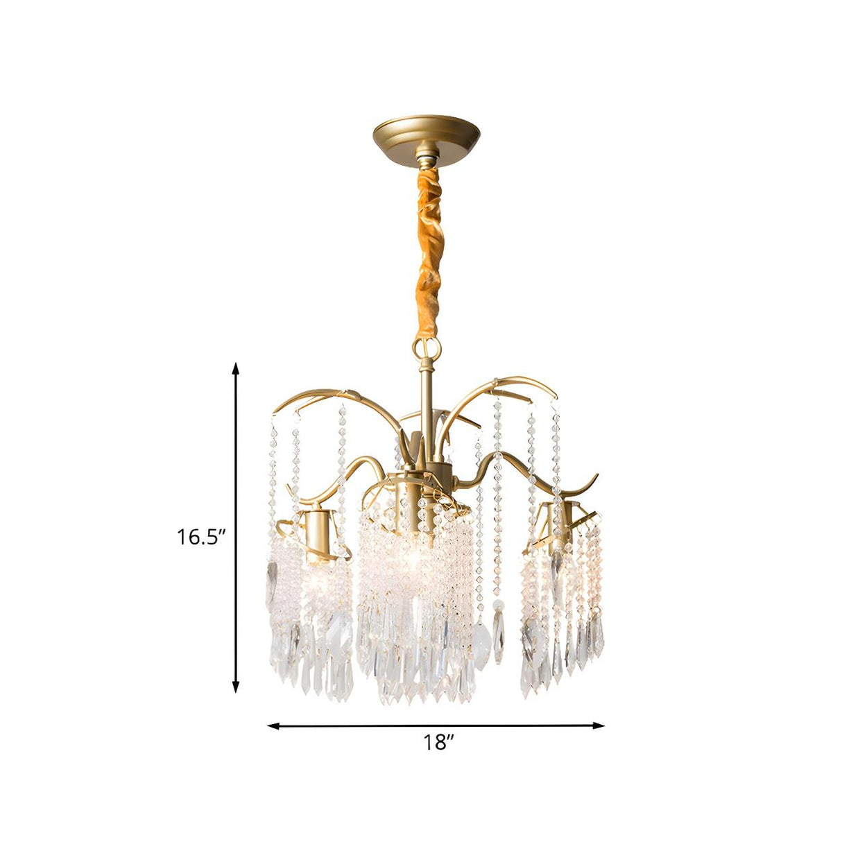 Elegant Gold Crystal Bead Windbell Pendant Chandelier 