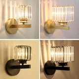 Elegant Gold Crystal Cylinder Metal Wall Sconce Image - 12