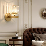 Elegant Gold Crystal Cylinder Metal Wall Sconce Image - 15