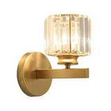 Elegant Gold Crystal Cylinder Metal Wall Sconce Image - 5