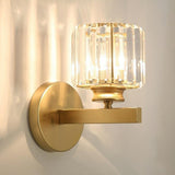 Elegant Gold Crystal Cylinder Metal Wall Sconce Image - 7