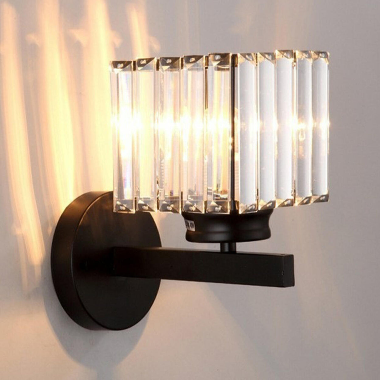 Elegant Gold Crystal Cylinder Metal Wall Sconce Image - 8