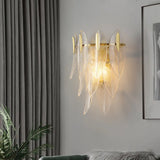 Elegant Gold Crystal Leaf Wall Sconce Image - 1