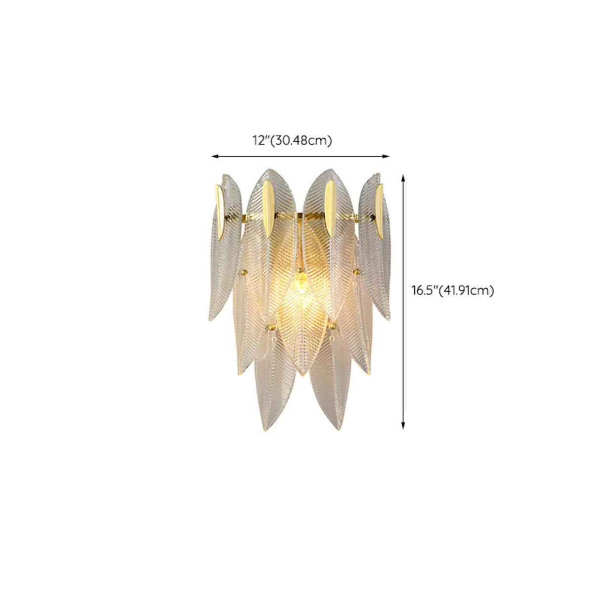 Elegant Gold Crystal Leaf Wall Sconce 