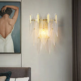 Elegant Gold Crystal Leaf Wall Sconce Image - 3