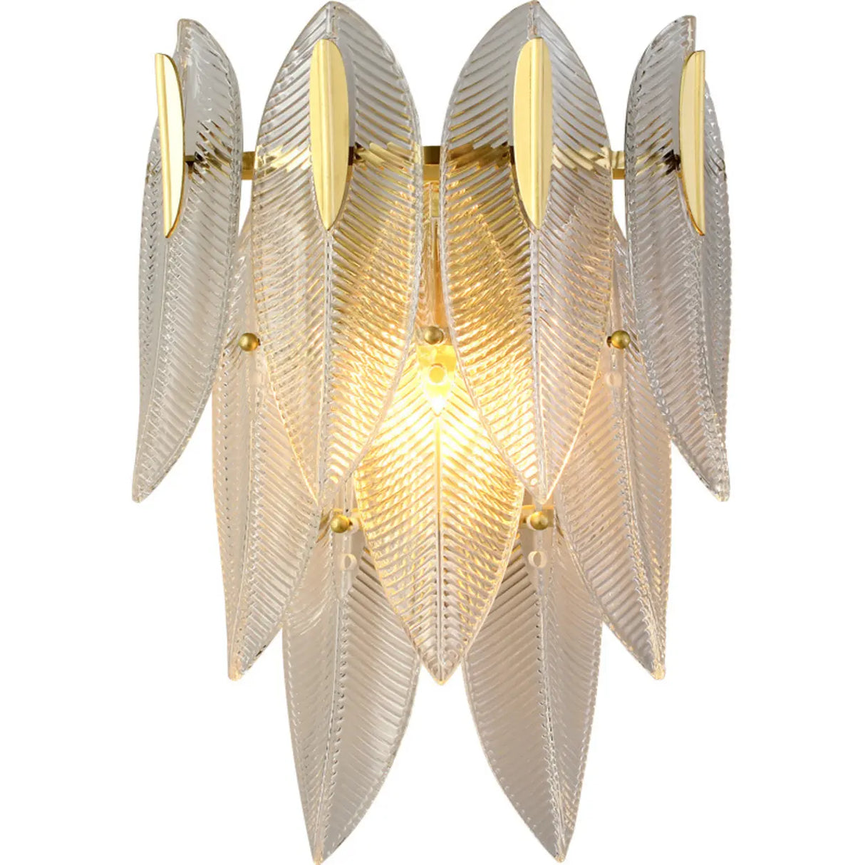 Elegant Gold Crystal Leaf Wall Sconce Image - 5