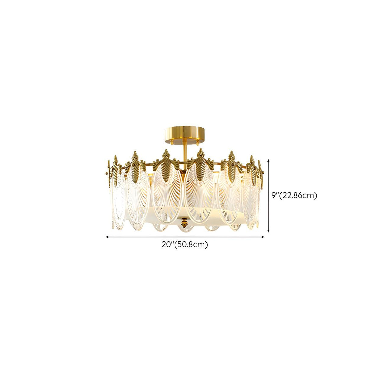 Elegant Gold Cylinder Glass Semi-Flush Mount Light Image - 13