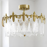 Elegant Gold Cylinder Glass Semi-Flush Mount Light Image - 4