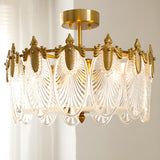 Elegant Gold Cylinder Glass Semi-Flush Mount Light Image - 6