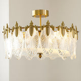 Elegant Gold Cylinder Glass Semi-Flush Mount Light Image - 7