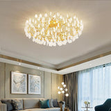 Elegant Gold Finish Crystal Branch Flush Mount Light  Image - 4