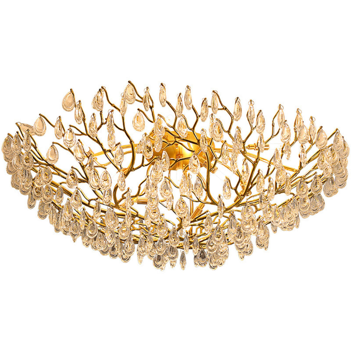 Elegant Gold Finish Crystal Branch Flush Mount Light  Image - 5