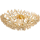 Elegant Gold Finish Crystal Branch Flush Mount Light  Image - 5