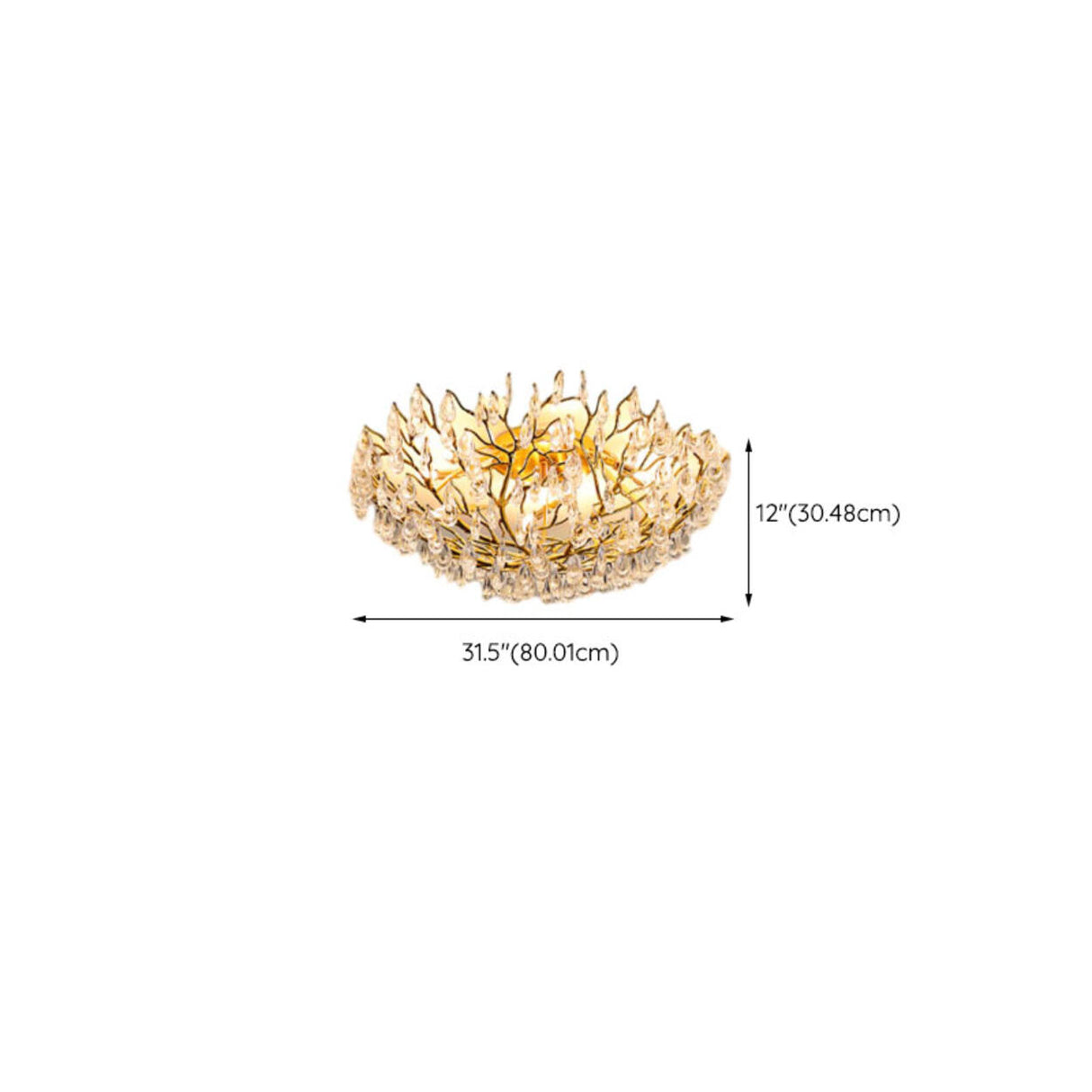 Elegant Gold Finish Crystal Branch Flush Mount Light  Image - 9