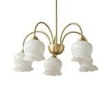 Elegant Gold Finish White Resin Floral Chandelier  Image - 5