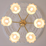 Elegant Gold Finish White Resin Floral Chandelier  Image - 6