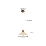 Elegant Gold Finish White Ruffled Glass Flower Pendant Light #size