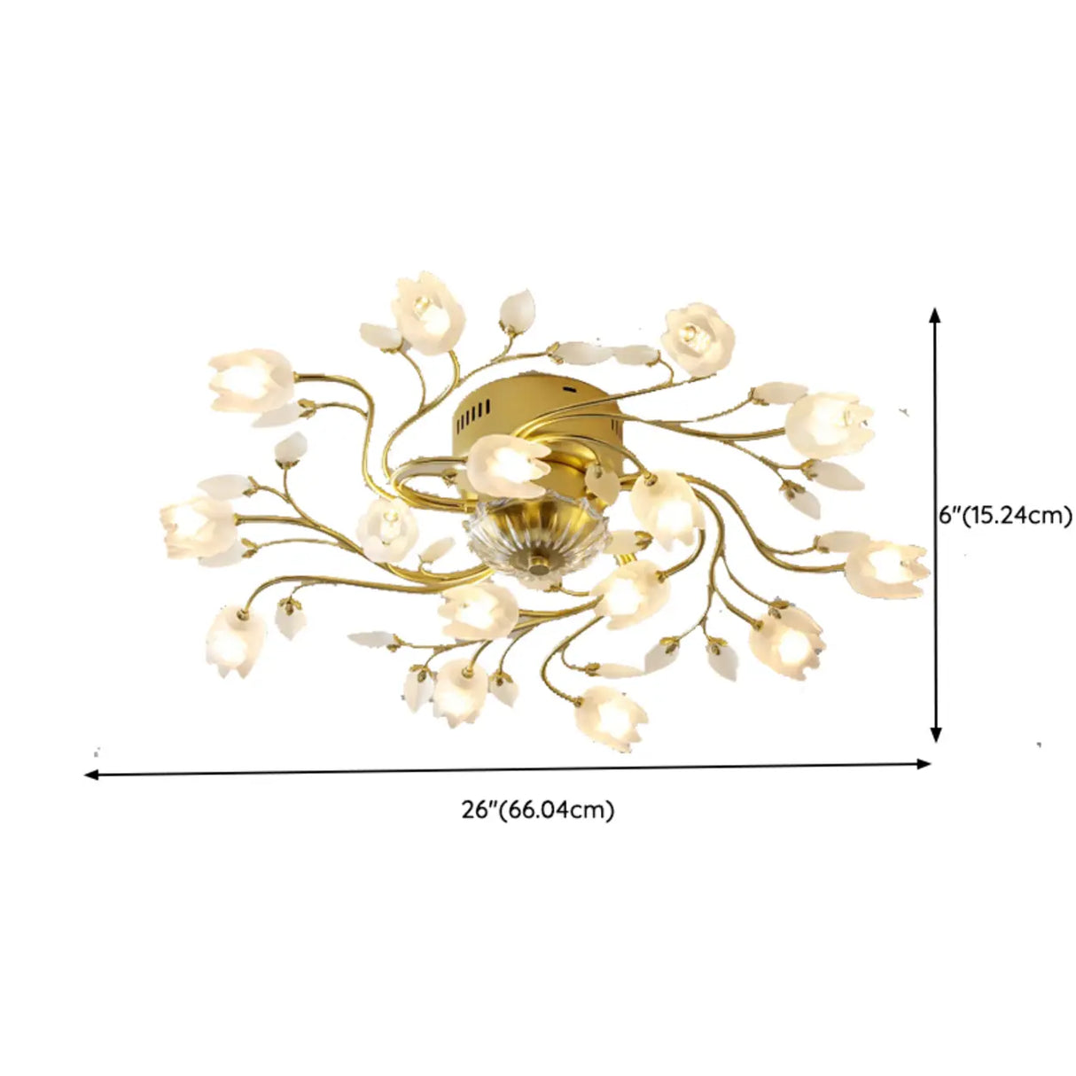 Elegant Gold Floral LED Semi-Flush Mount Ceiling Light 