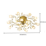 Elegant Gold Floral LED Semi-Flush Mount Ceiling Light #size