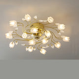 Elegant Gold Floral LED Semi-Flush Mount Ceiling Light Image - 6