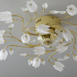 Elegant Gold Floral LED Semi-Flush Mount Ceiling Light Image - 7