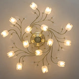 Elegant Gold Floral LED Semi-Flush Mount Ceiling Light Image - 8