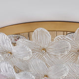 Elegant Gold Glass Floral LED Flush Mount Ceiling Light Image - 15