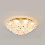 Elegant Gold Glass Floral LED Flush Mount Ceiling Light Image - 5