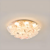 Elegant Gold Glass Floral LED Flush Mount Ceiling Light Image - 9