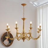 Elegant Gold Metal Candle Chandelier Adjustable Height Image - 1