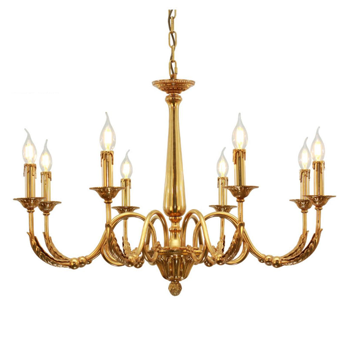 Elegant Gold Metal Candle Chandelier Adjustable Height Image - 10