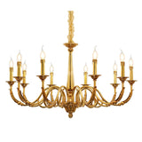 Elegant Gold Metal Candle Chandelier Adjustable Height Image - 11