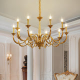 Elegant Gold Metal Candle Chandelier Adjustable Height Image - 4