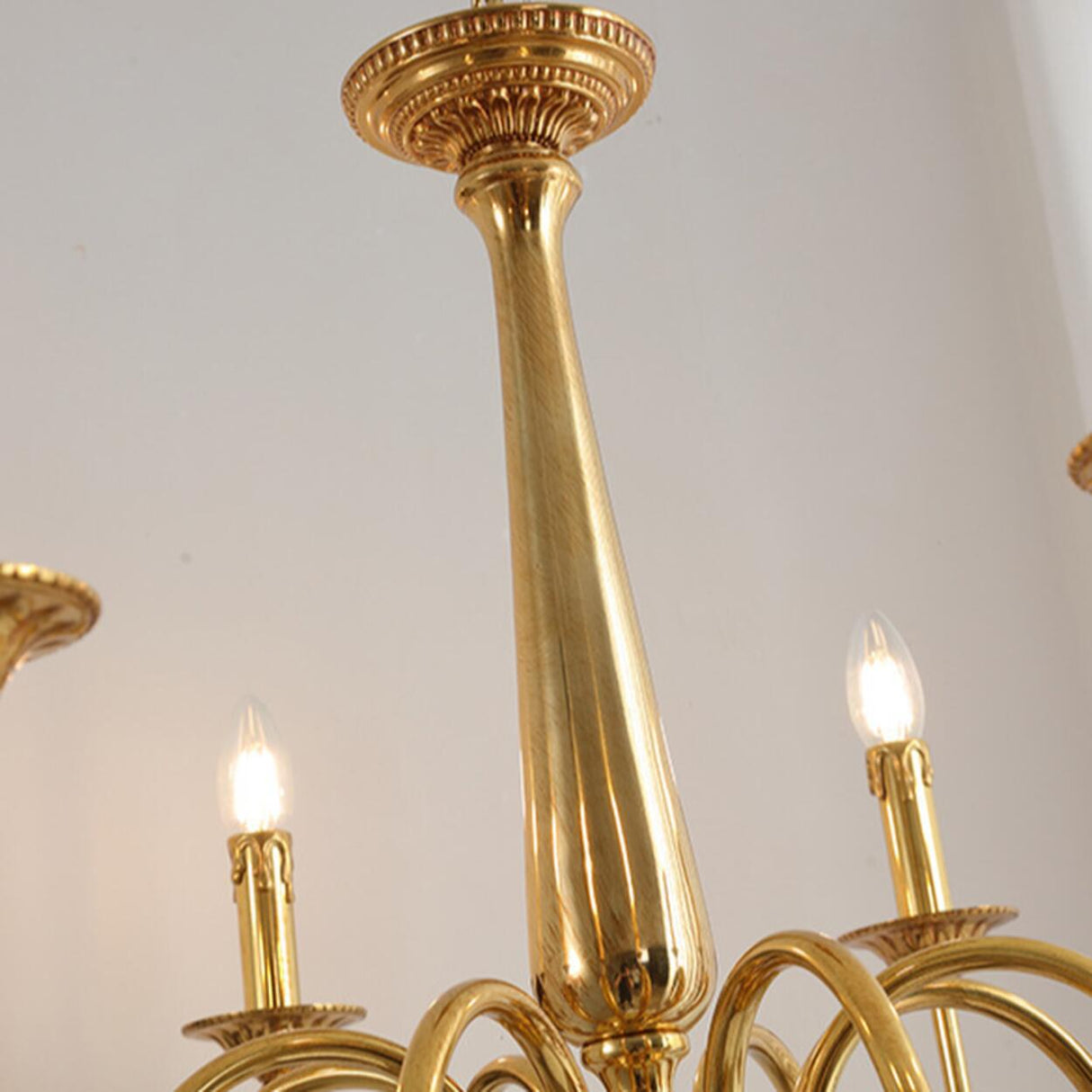 Elegant Gold Metal Candle Chandelier Adjustable Height Image - 7