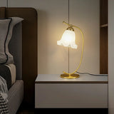 Elegant Gold Metal White Glass Bell Shade Table Lamp Image - 1