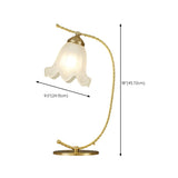 Elegant Gold Metal White Glass Bell Shade Table Lamp #size