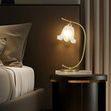 Elegant Gold Metal White Glass Bell Shade Table Lamp Image - 2