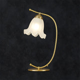 Elegant Gold Metal White Glass Bell Shade Table Lamp Image - 6