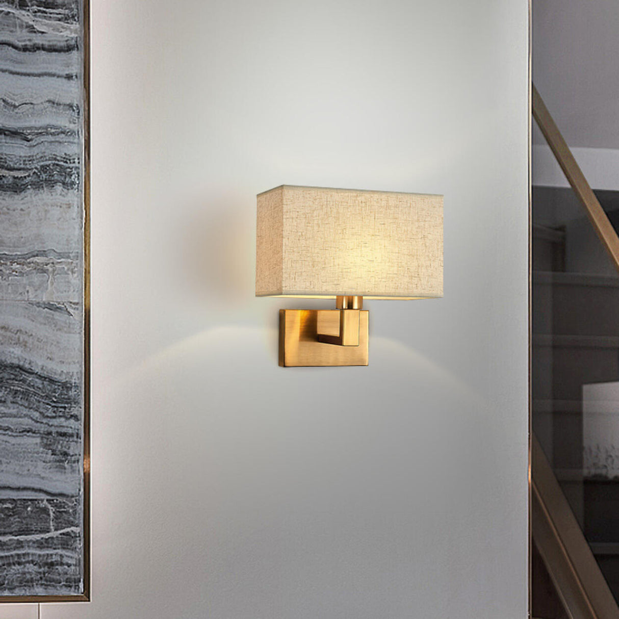 Elegant Gold Rectangular Wall Sconce Light Image - 3