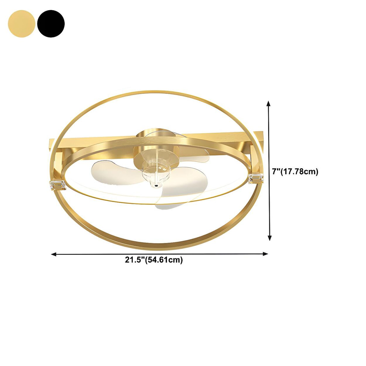 Elegant Gold Ring Modern Metal Ceiling Fan with Light 