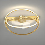 Elegant Gold Ring Modern Metal Ceiling Fan with Light Image - 2