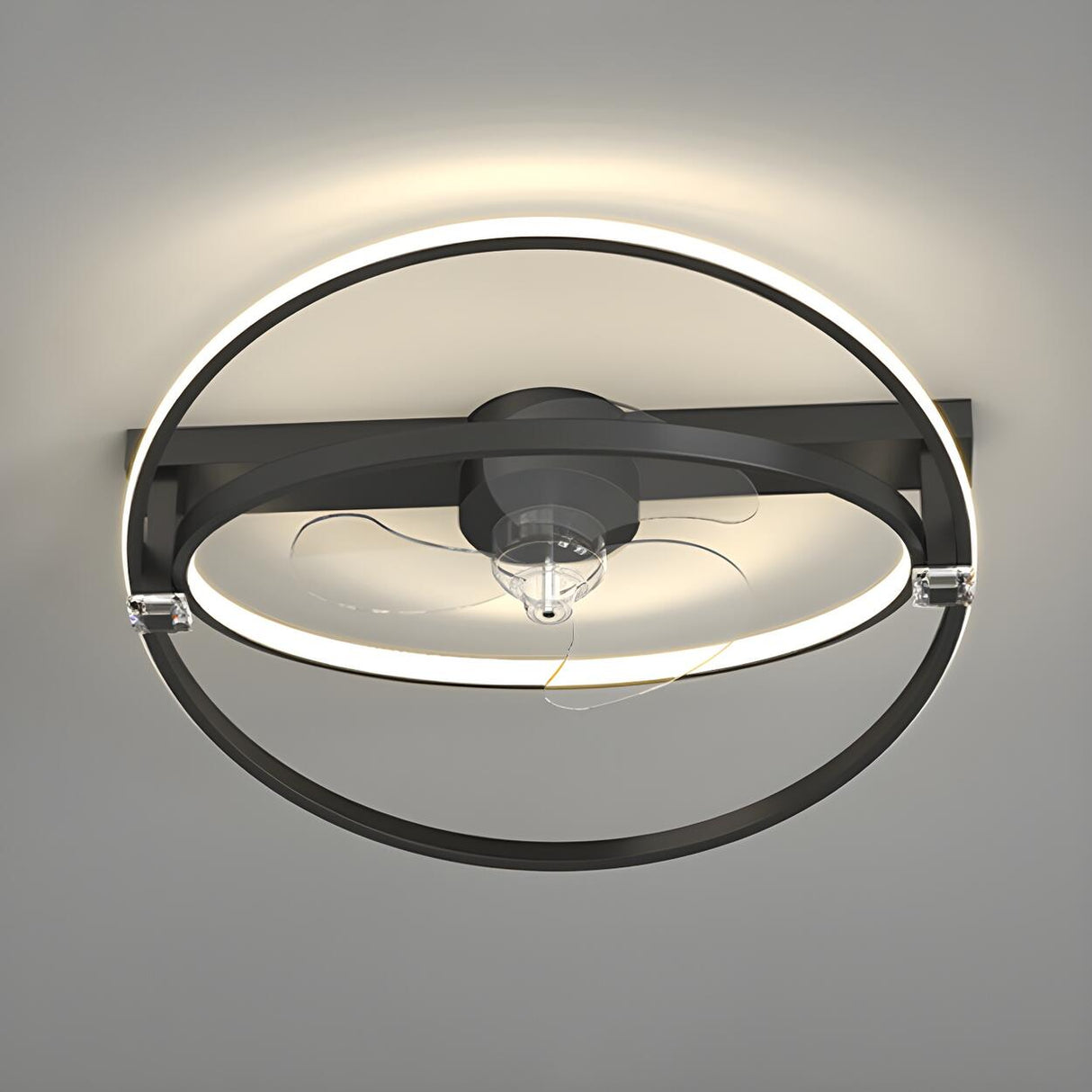 Elegant Gold Ring Modern Metal Ceiling Fan with Light Image - 7