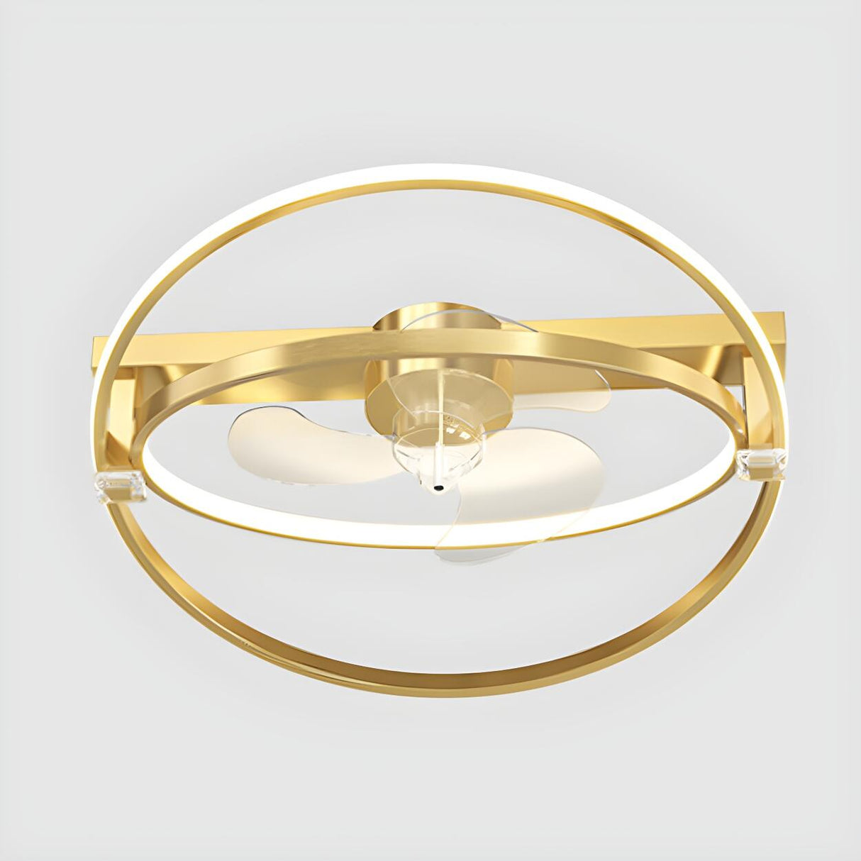 Elegant Gold Ring Modern Metal Ceiling Fan with Light Image - 9