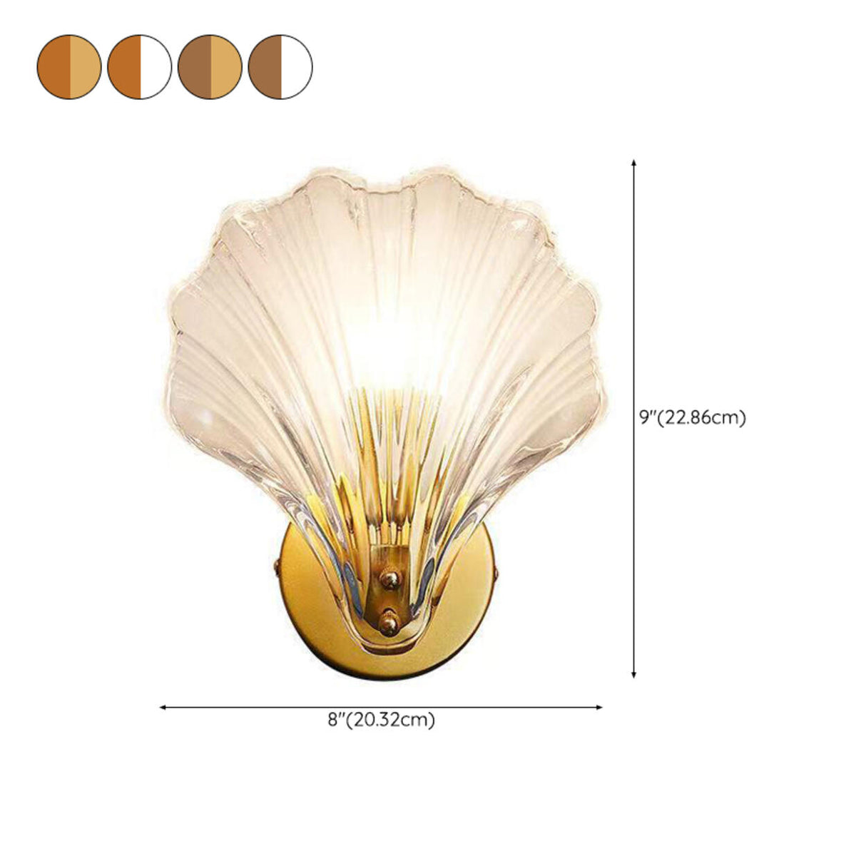 Elegant Gold Seashell Glass Vanity Wall Light 