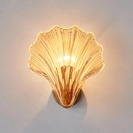 Elegant Gold Seashell Glass Vanity Wall Light Image - 2