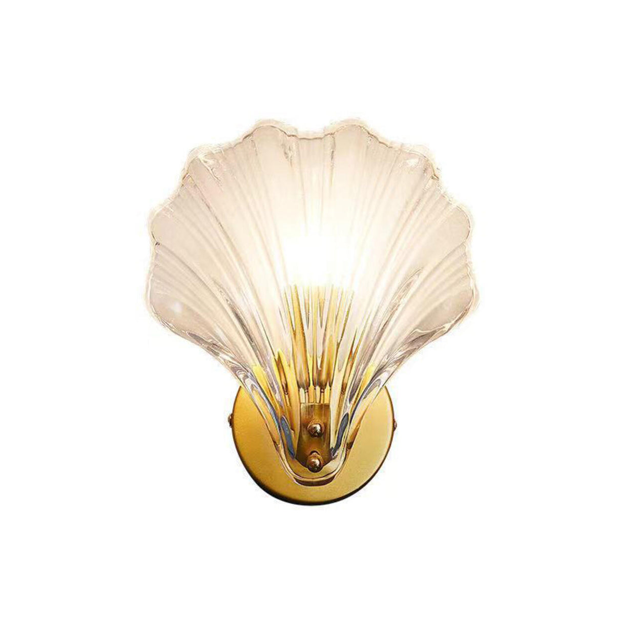 Elegant Gold Seashell Glass Vanity Wall Light Image - 7