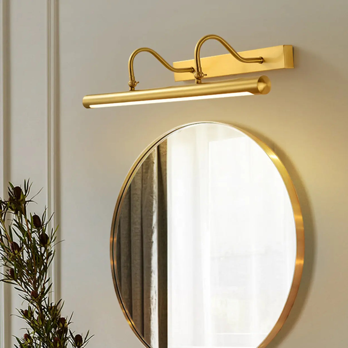 Elegant Gold Straight Linear Vanity Mirror Light Image - 4